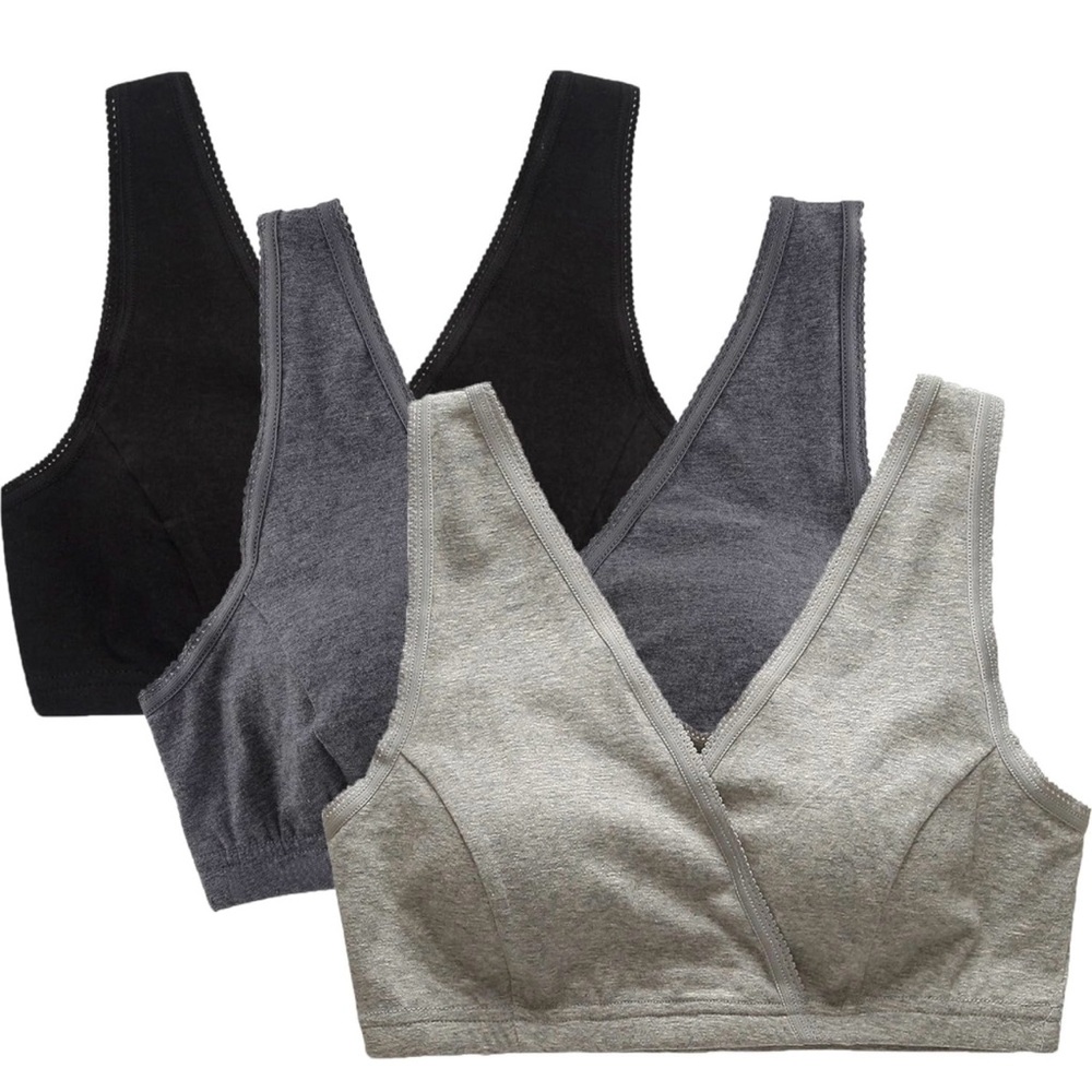 3 Pack Maternity Nursing Sleep Bra Breastfeeding Cotton Bralette - XL